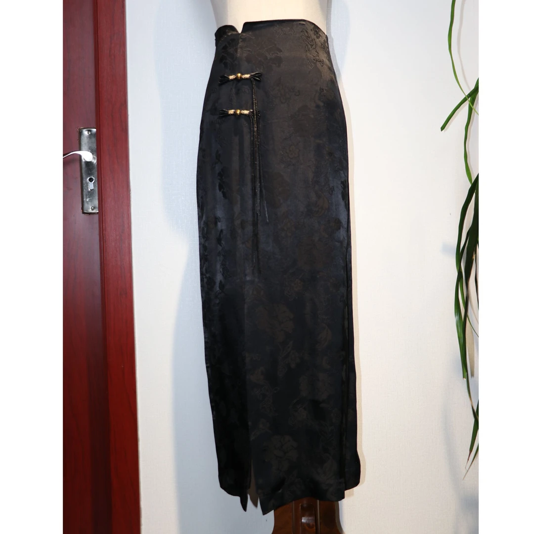 新中式休闲旗袍裙气质网红时尚夏季复古重磅双层提花