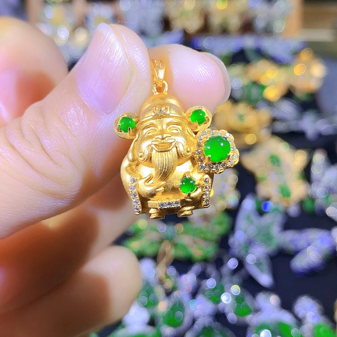 吊坠(不含链)银S925镶嵌翡翠