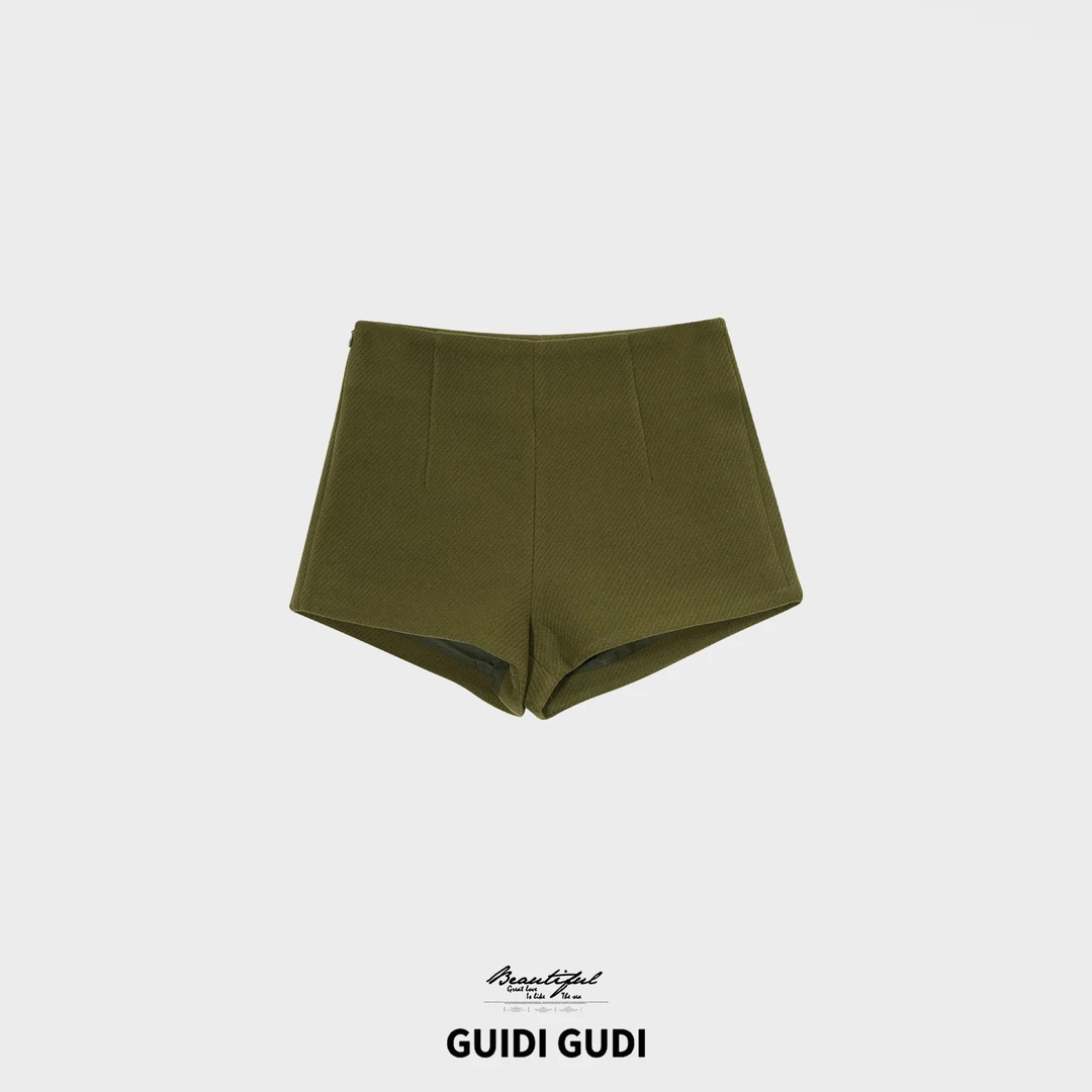 GUIDI GUDI【绿森林】时尚休闲百搭短裤/黄加蓝
