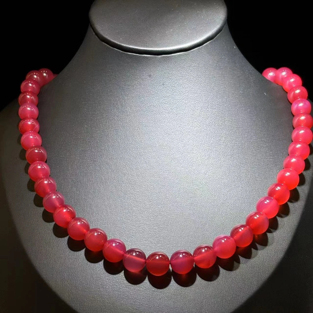 x567-国风款素圈舒樱花粉圆珠毛衣链-mn-赠礼盒