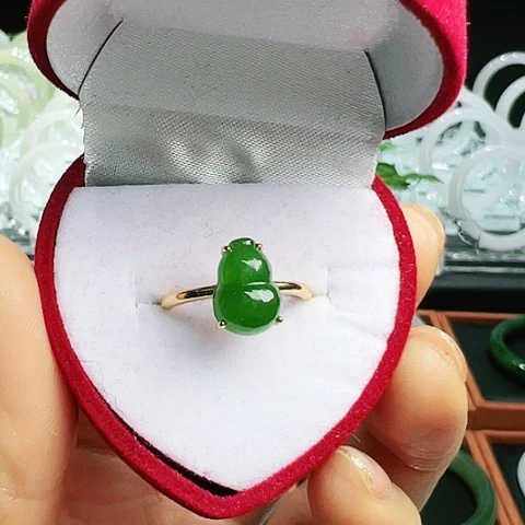 和田玉（碧玉）戒指银S925镶嵌