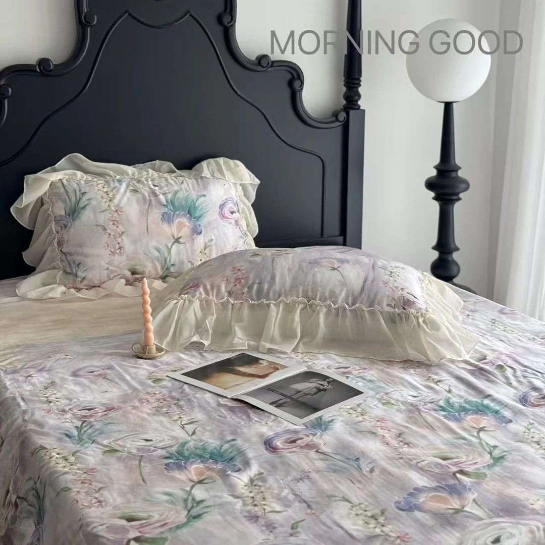 【MORNING GOOD】重工蕾丝裙摆天丝竹纤维空调席子透气吸汗三件套