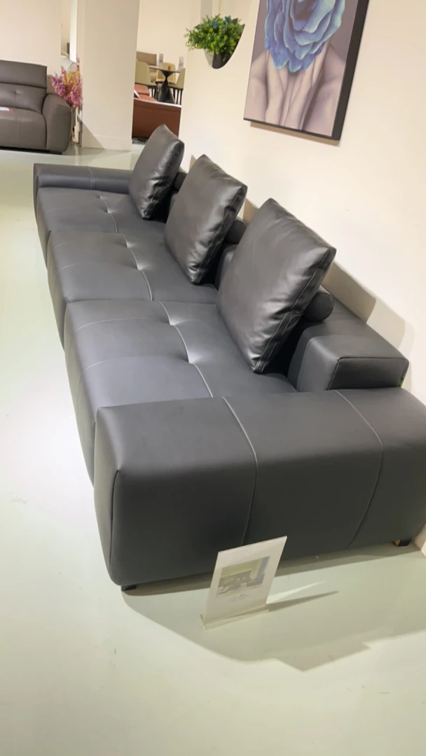 像素真皮沙发#尺寸3.6米客厅家用简约头层牛皮轻奢皮艺直排新款