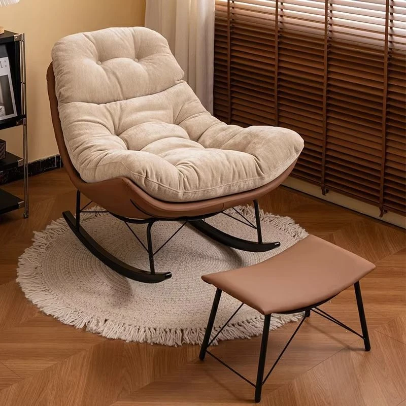 高级懒人摇摇椅家用中古风懒人躺椅轻奢休闲单人椅阳台晒太阳摇椅
