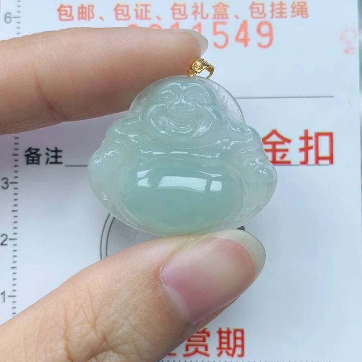 翡翠颈饰18K金镶嵌天然翡翠a货