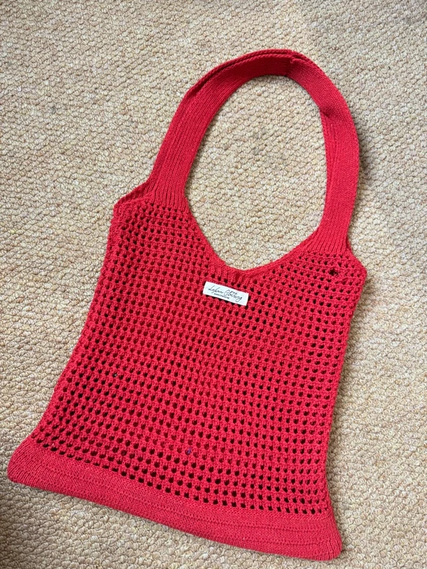 ins风文艺百搭针织沙滩包简约镂空针织包包大容量