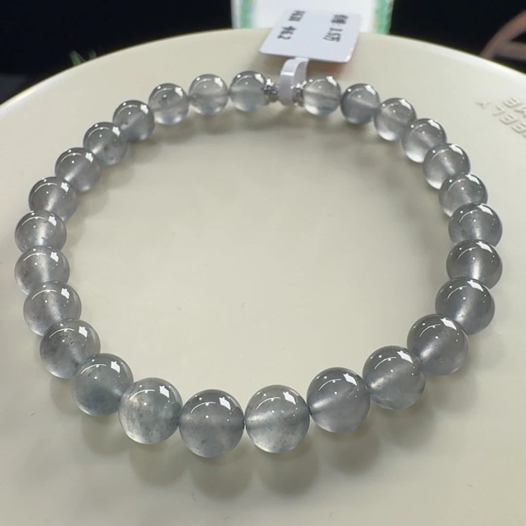 未镶嵌手链翡翠高冰玻黑钢单圈卡6mm