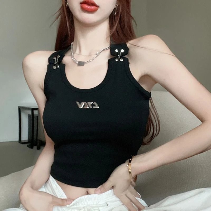 辣妹外穿挂脖吊带小背心女夏季海边度假风设计感小