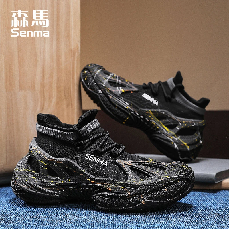 森马男士休闲鞋秋季新款飞织网面防滑透气厚底耐磨百搭时尚运动鞋