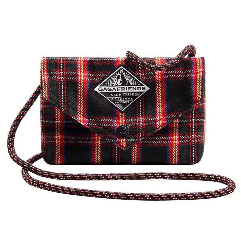 GAGAFRIENDS2025早春新年红色苏格兰格纹复古手机包单肩信封包