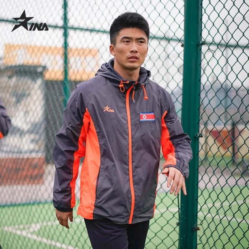 茵浪运动风衣朝鲜足球男款防风防水透气跑步健身训练服外套定制