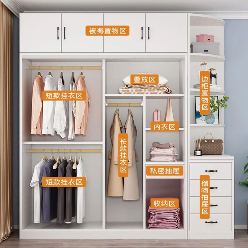 2025卧室实木推拉门小户型柜子简约现代儿童简易组装木质衣橱