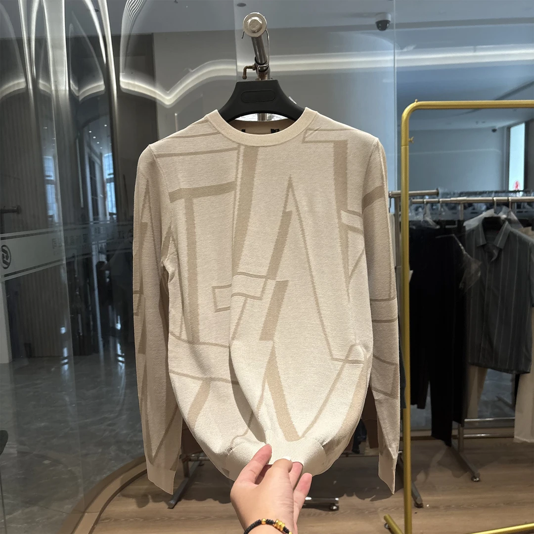 【H家】薄款弹力！秋季新款针织衫男款时尚撞色圆领柔软打底衫男毛衣