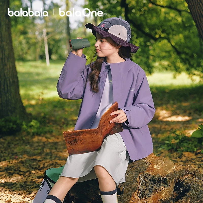 【balaOne】【冲锋衣】巴拉巴拉儿童外套男女童上衣2025新款秋防泼水