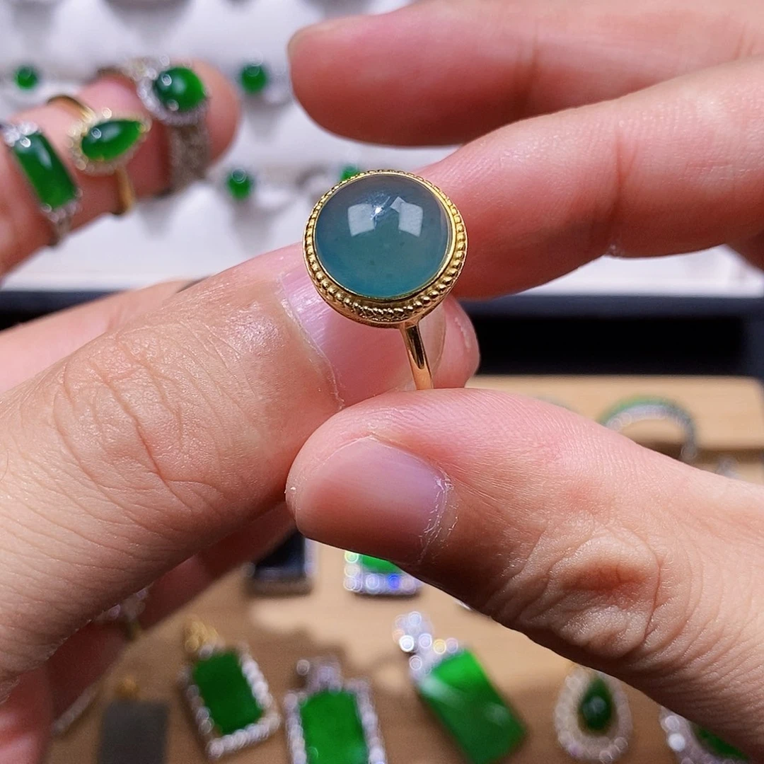 银S925镶嵌戒指翡翠戒指