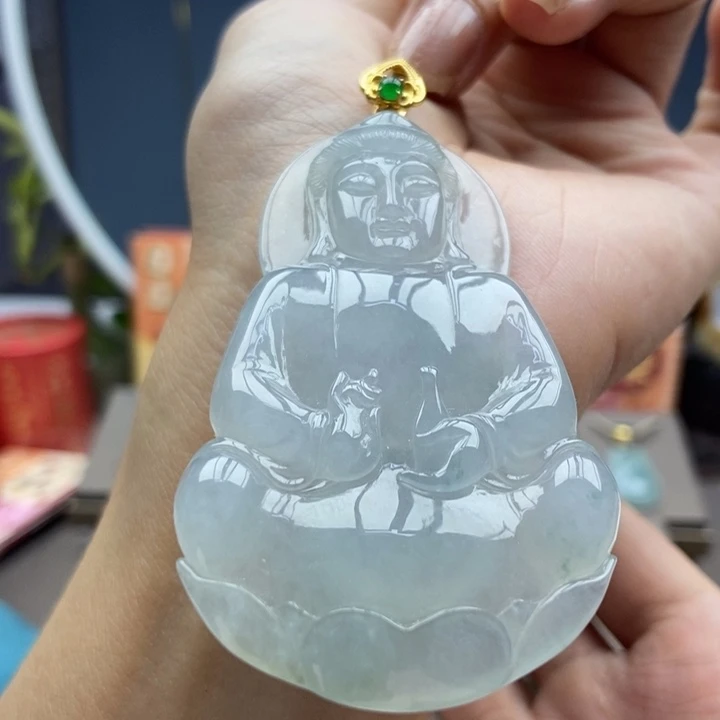 翡翠18K金镶嵌颈饰吊坠50