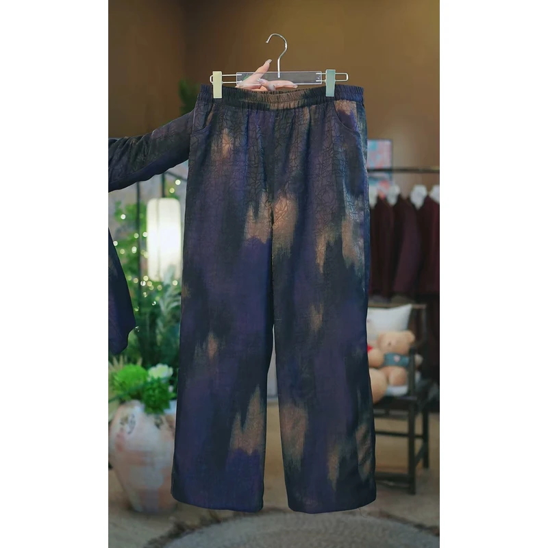 杯子家《扎染棉裤直筒裤》秋冬保暖加厚轻盈舒服必备神裤