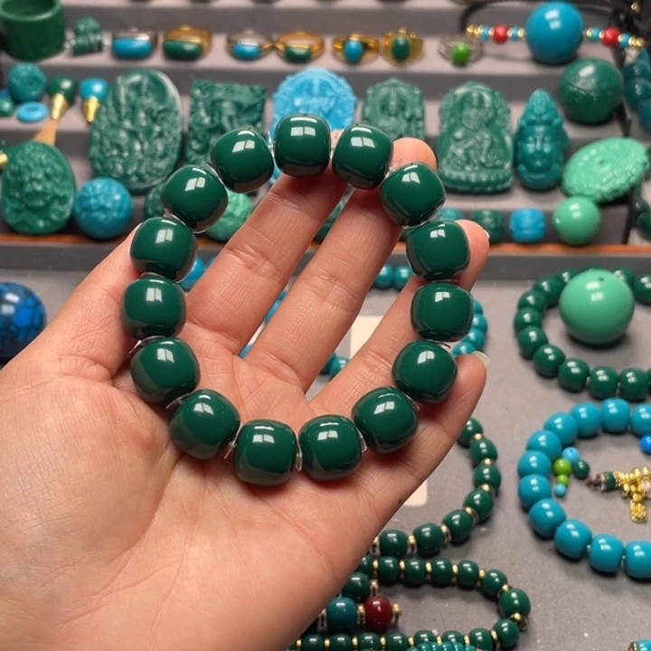 石材T****e卡15老油绿老型手串