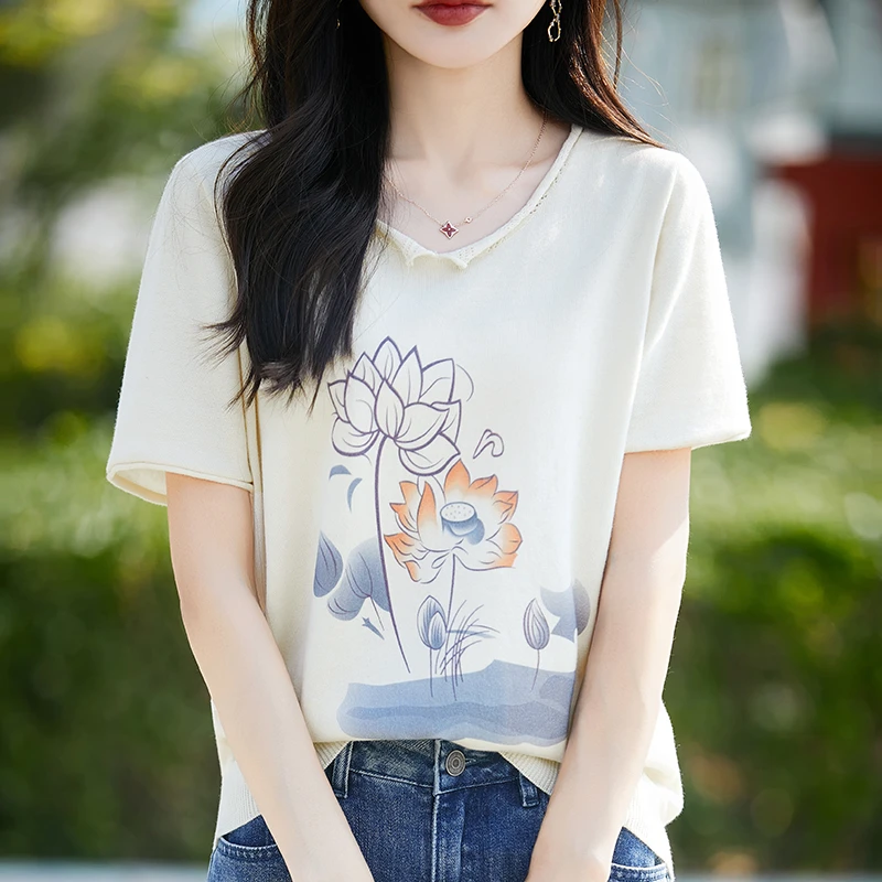 哥弟阿玛施正品2025夏季减龄短袖T恤白色宽松显瘦半袖时尚洋气T恤