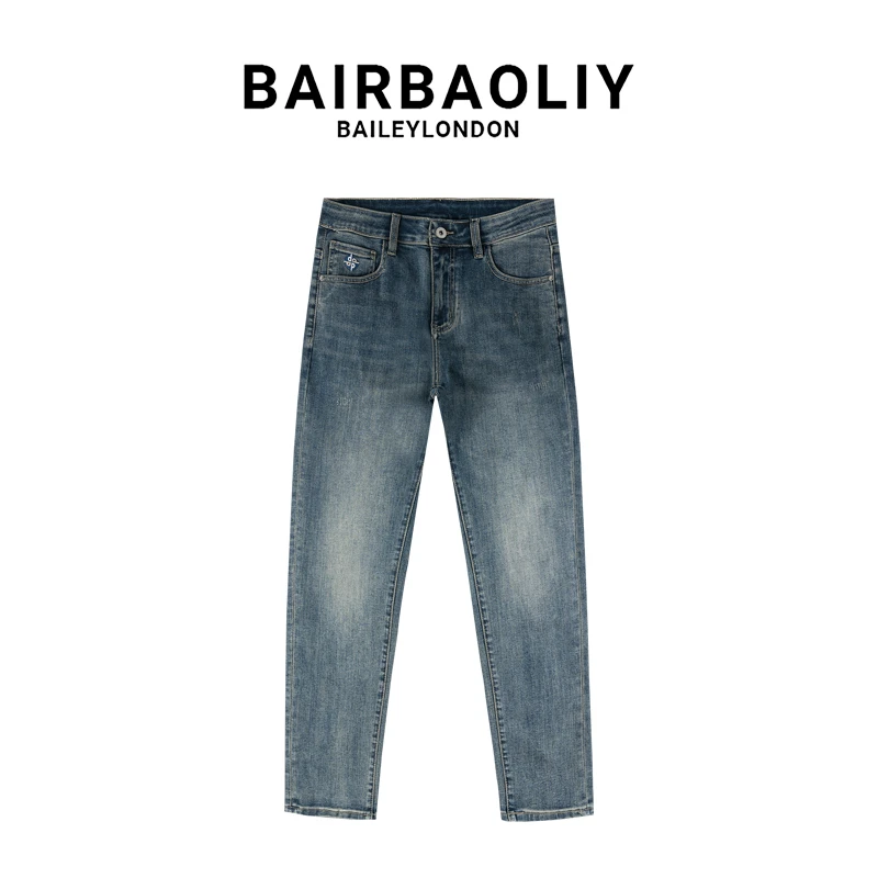 BAIRBAOLIY牛仔裤修身直筒男士百搭潮流长裤2025新款春季休闲裤子