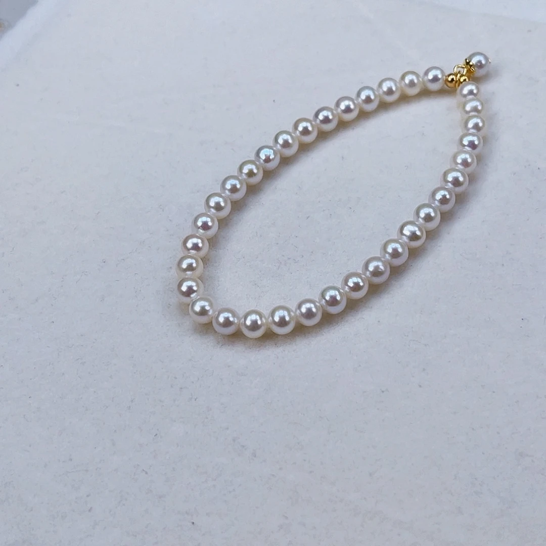 银S925镶嵌手绳淡水珍珠5-6天然淡水珍珠手链