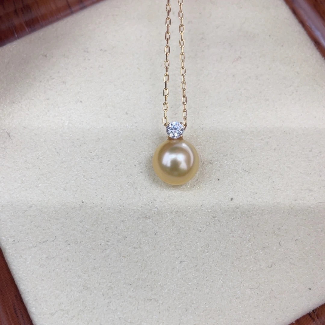 海水珍珠吊坠(赠链)18K金镶嵌8/9毫米