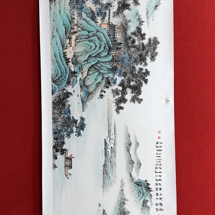 国画手绘作品180×70