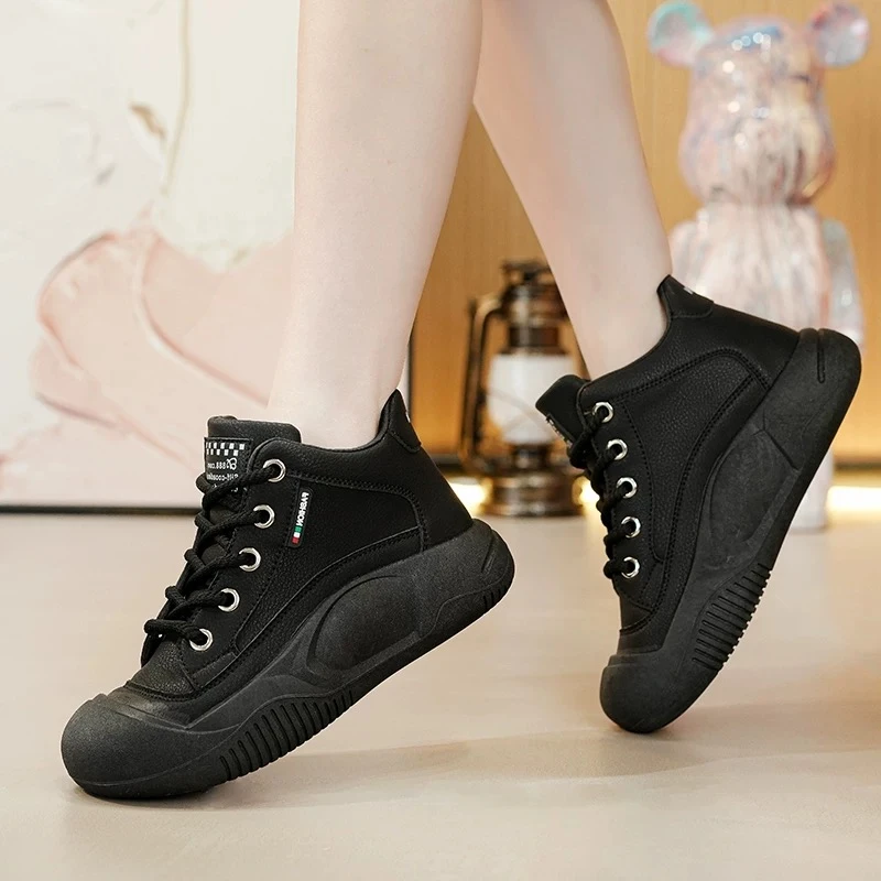 Ou Shi Yuan/欧诗媛女生秋新款高帮休闲板鞋老爹鞋1295