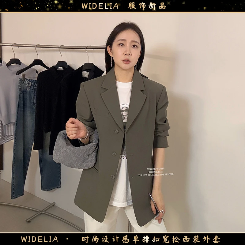 widelia陈魅儿2025秋冬新款 时尚设计感单排扣宽松西装外套708125