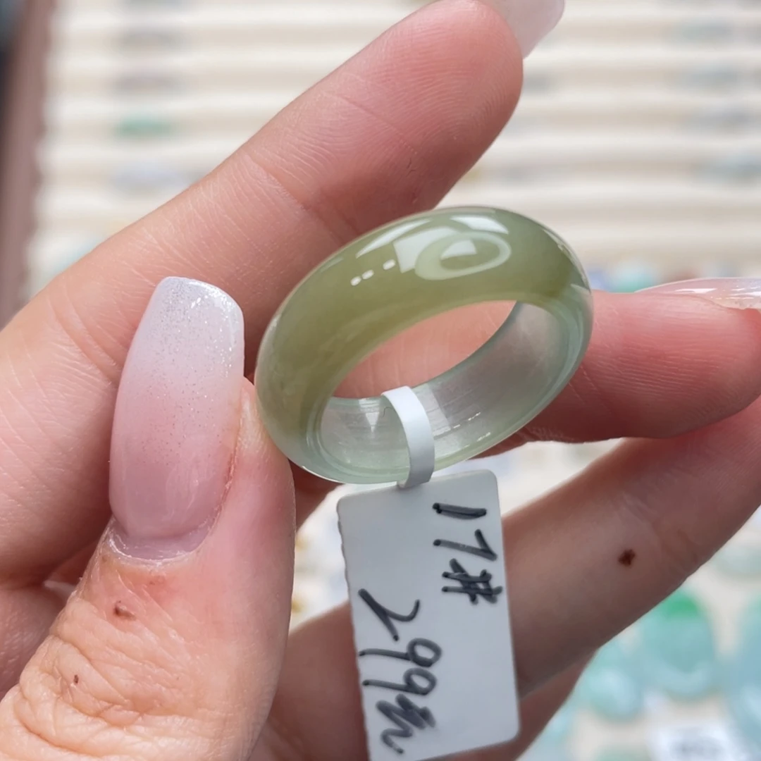 翡翠未镶嵌戒圈a44港圈17冰胶黄加绿