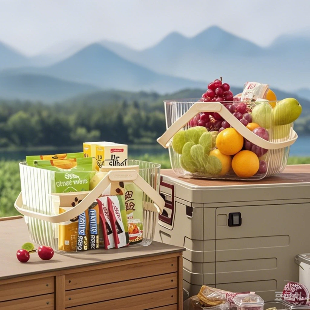 透明野餐篮春游户外野炊手提收纳野餐用品篮子露营必备网红水果篮