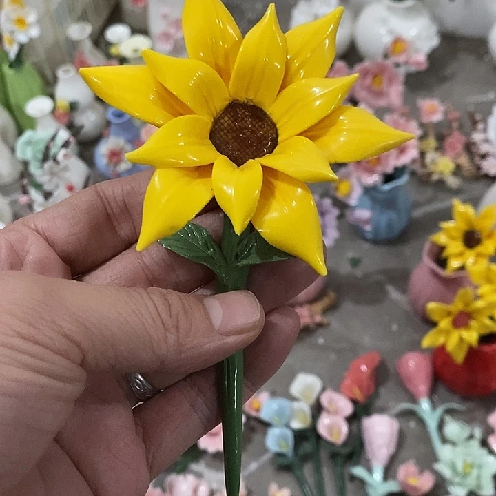 瓷片纯手工陶瓷花摆件瑕