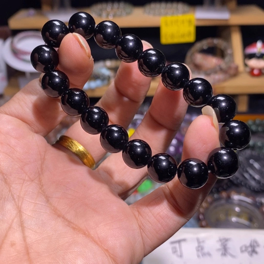 未镶嵌水晶手串36 黑耀石 10.5