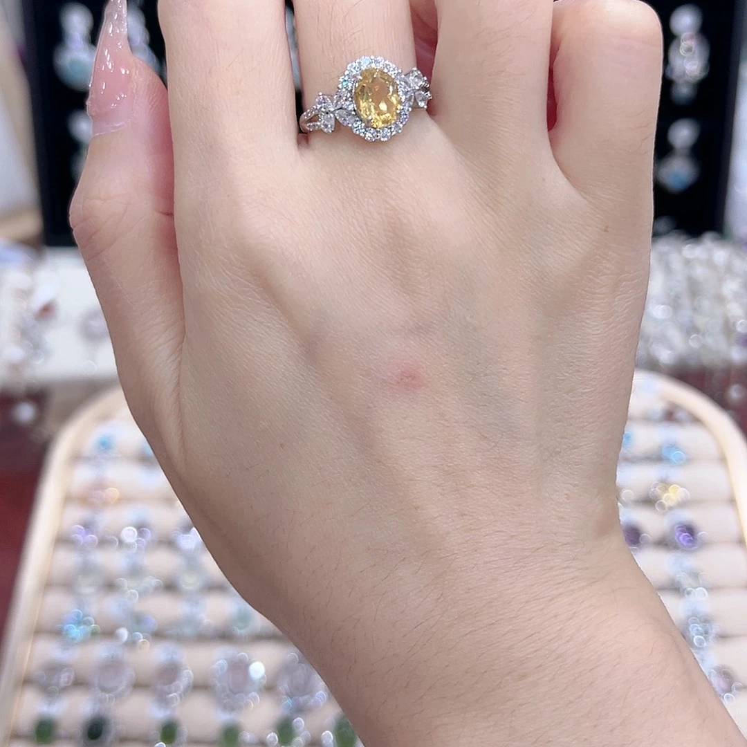 银S925镶嵌戒指水晶