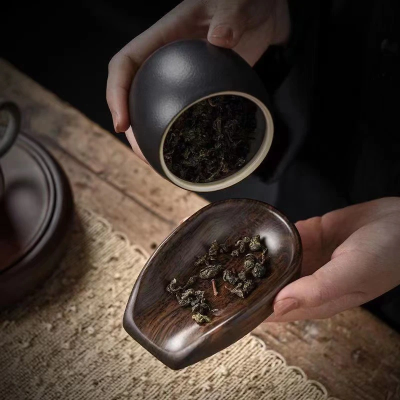 黑檀木茶则纯锡茶勺取茶匙茶铲赏茶功夫茶具配件醒茶荷茶道六君子