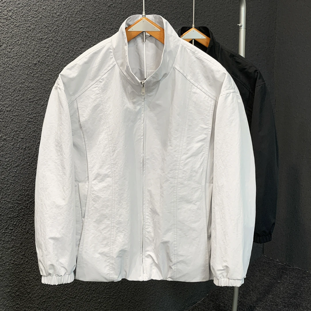 秋季新款潮流极简风男士外套潮牌日系简约纯色立领短款男款外套