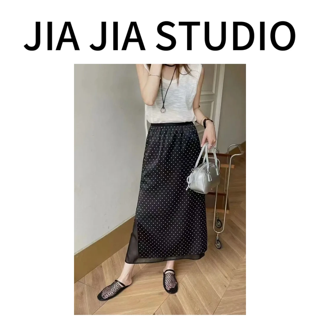 嘉嘉推荐#88140【夏季-薄款】韩版气质波点双层半身裙