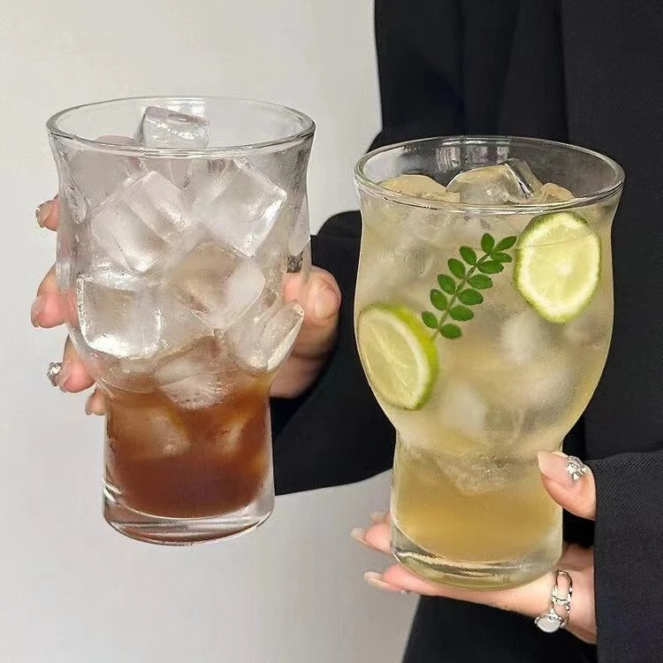 复古宽口玻璃杯冰美式咖啡杯大容量苏打气泡水杯饮品杯果茶杯杯gh