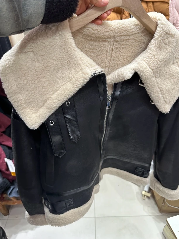 毛毛外套机车服女装