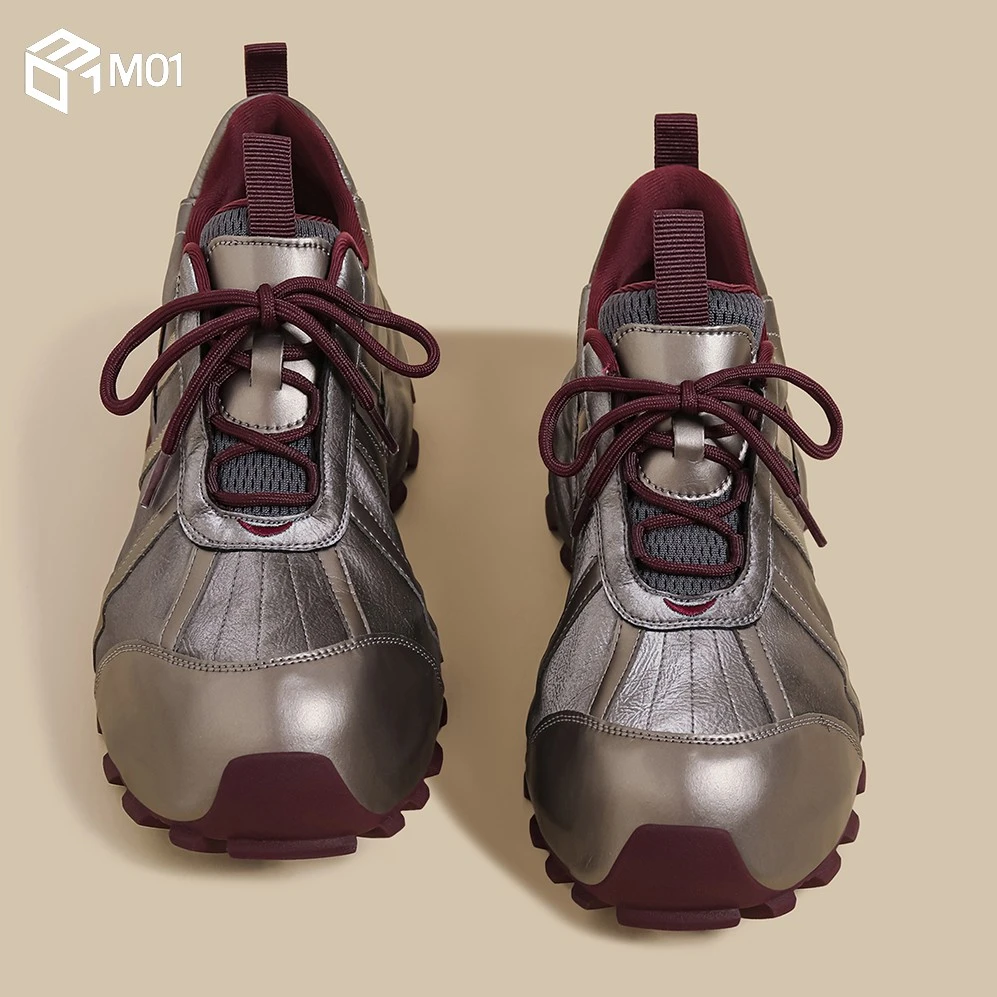 M01秋冬季新款厚底老爹鞋女红色炸街轮胎运动鞋内增高阿甘休闲鞋