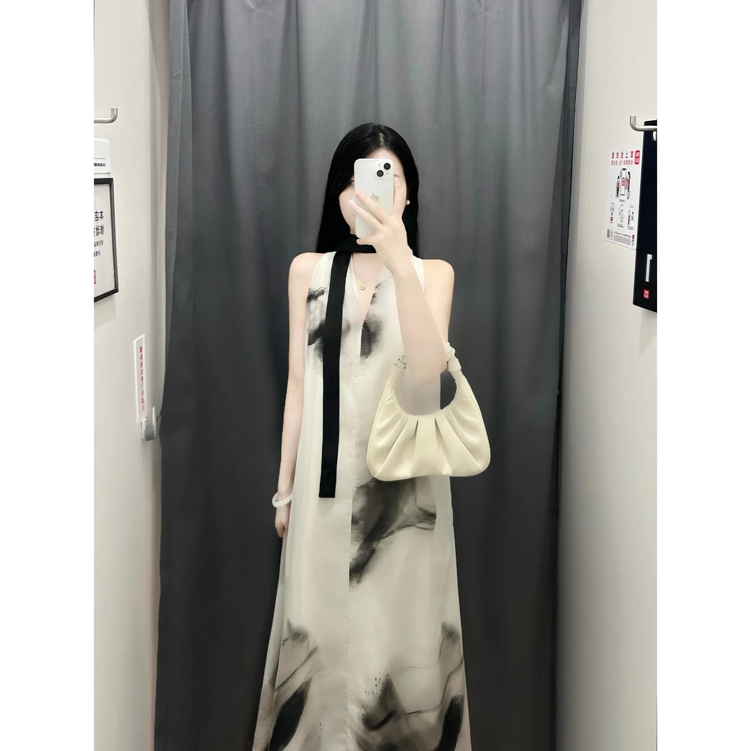 【现货】有洧海边度假巨好看的连衣裙女夏季大方挂脖吊带裙子背心裙