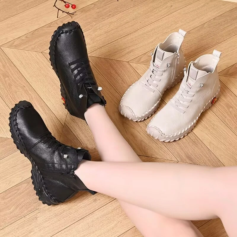 森柏文女鞋秋冬加绒妈妈鞋休闲健步鞋软底软面广场舞鞋旅游运动鞋