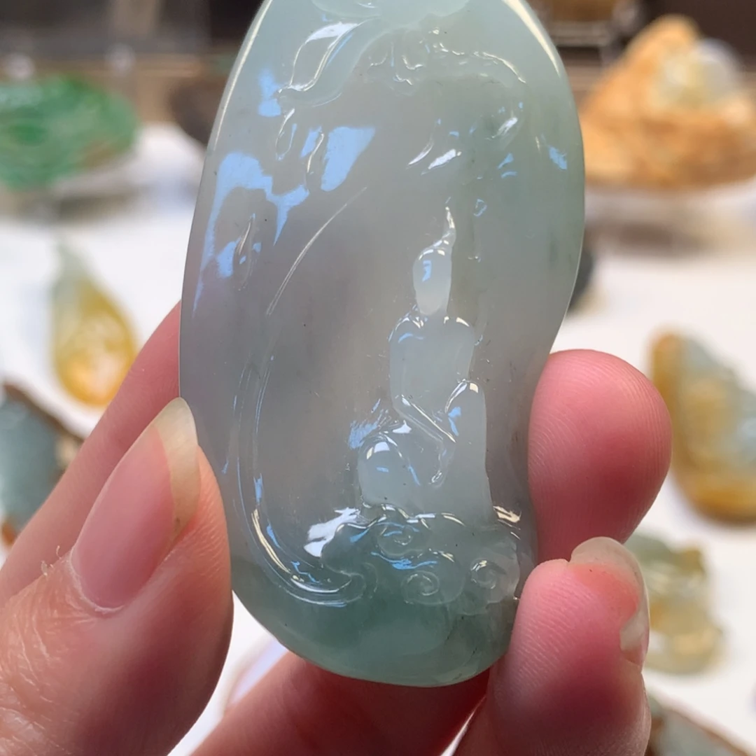 翡翠未镶嵌颈饰天然翡翠冰种悟道吊坠