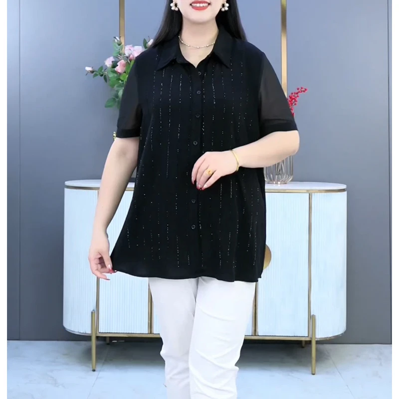 贴钻衬衫春夏妈妈装ZB5274