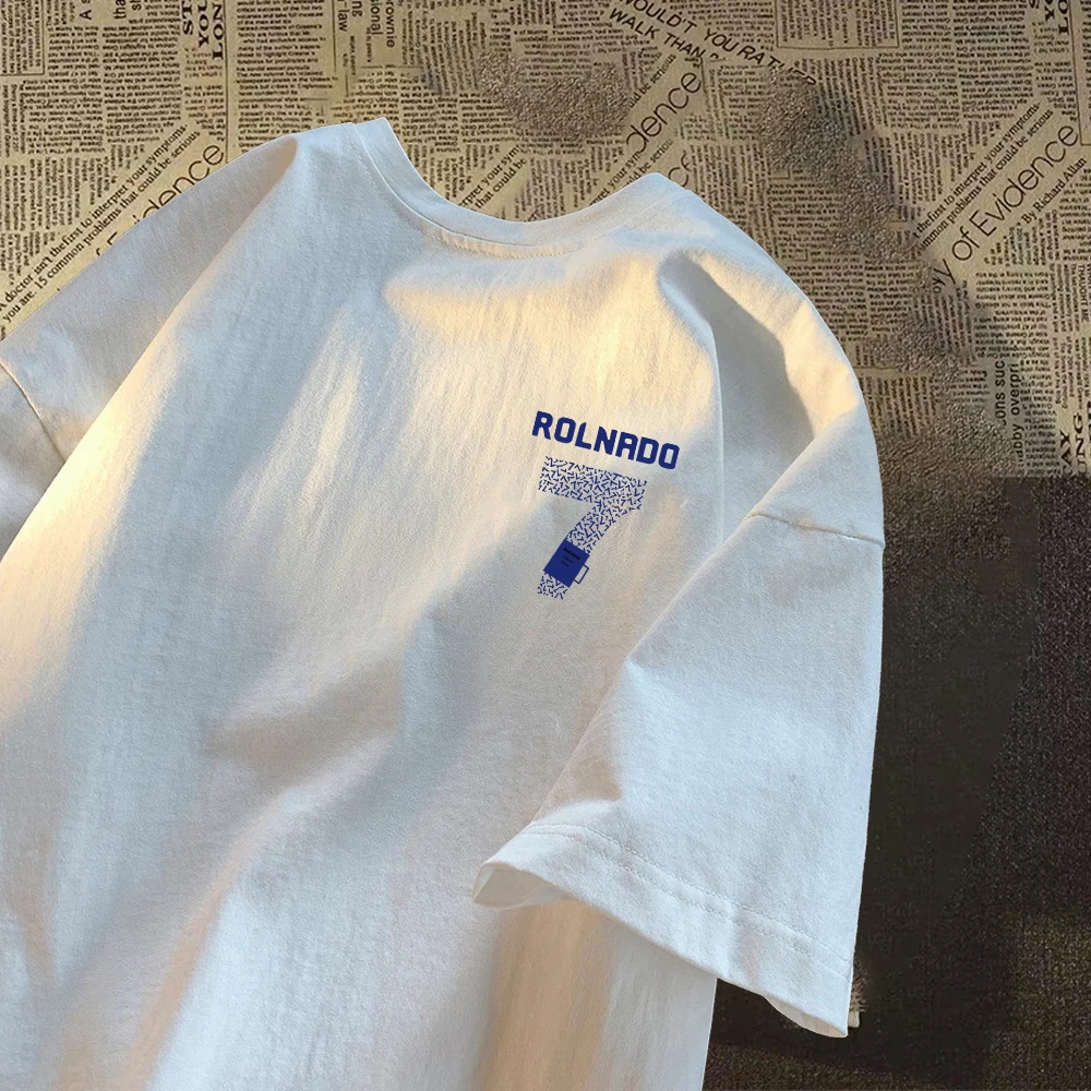 美式痞帅重磅纯棉短袖-ROLNADO数字7 男女潮牌宽松百搭圆领上衣