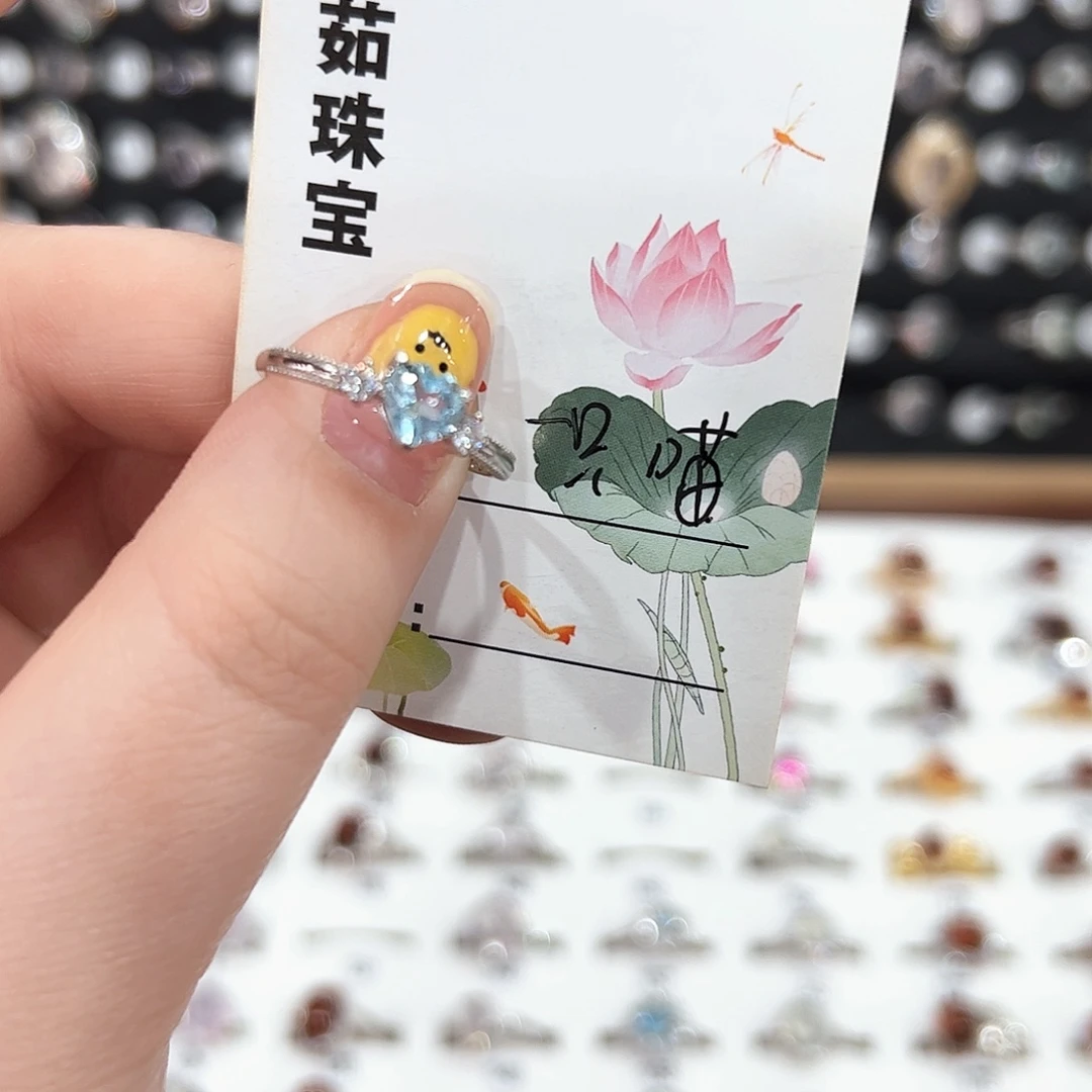 托帕石戒指银S925镶嵌一*喵戒指