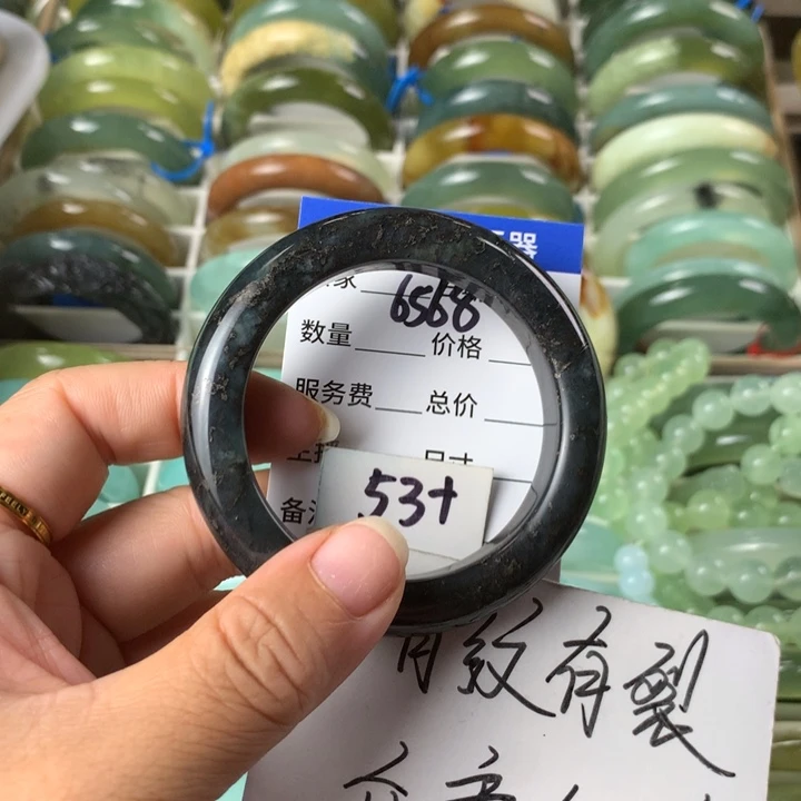 未镶嵌蛇纹石玉手镯6568