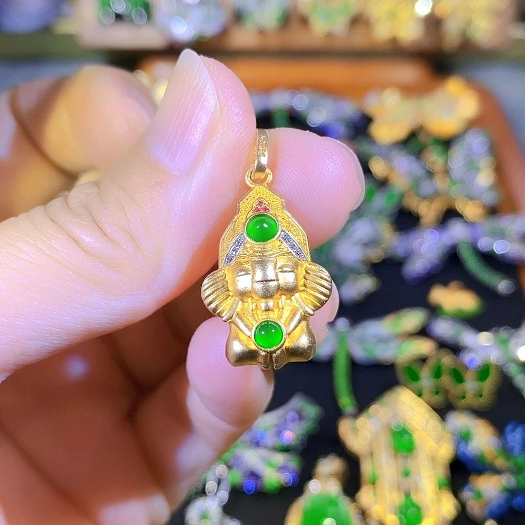 颈饰银S925镶嵌翡翠