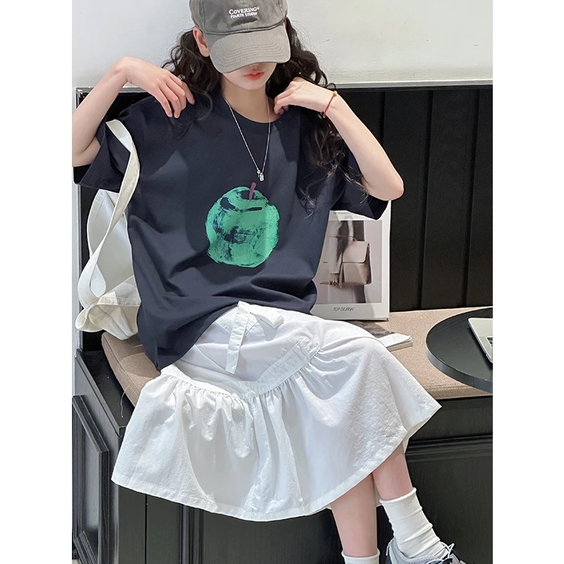 K28703韩系女童短袖儿童T恤2025新款夏装女大童百搭休闲半袖上衣t