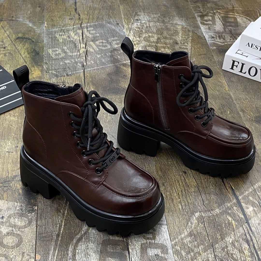 新款牛皮马丁靴薄绒6892按克拉红